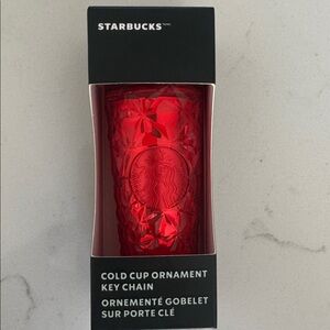 Starbucks Cold Cup Ornament Gem Keychain Red NIB